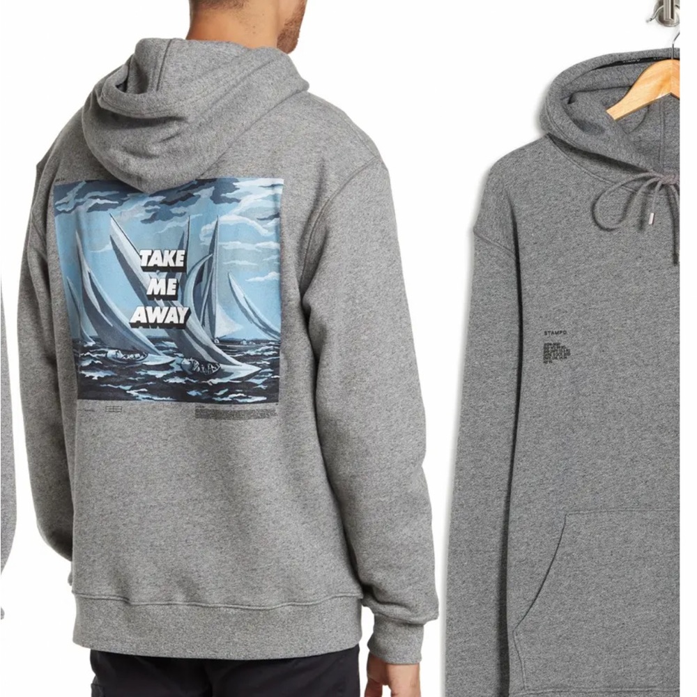 Stampd hoodie take me away logo heather gray size XL